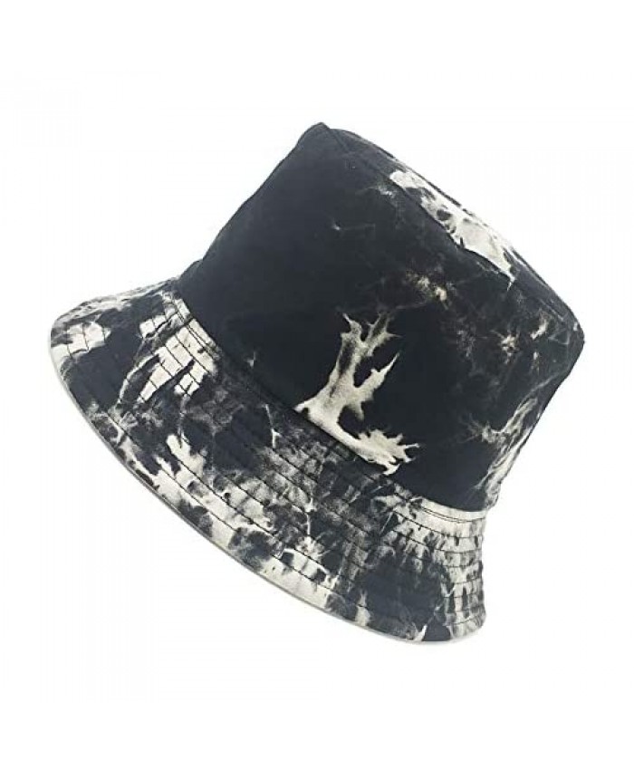 Yakina Cotton Bucket Hat for Women Men Casual Tie Dye Sunhat with Wide Brim Packable Travle Bucket Hat