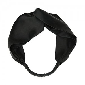 100% Mulberry Silk Head Wrap Elastic Headband Black