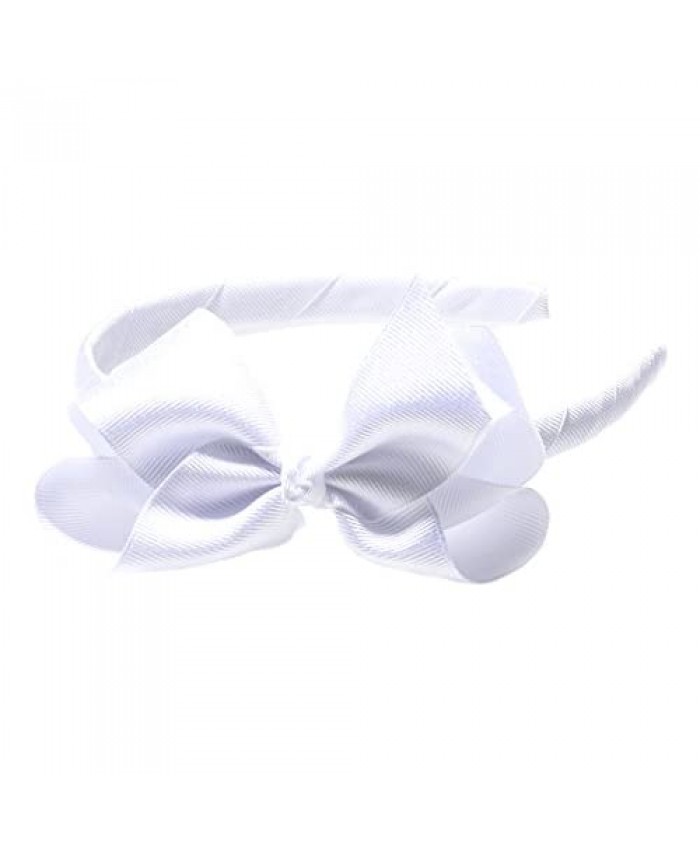 Anna Belen Girls"Lila" Grosgrain Bow Headband O/S White
