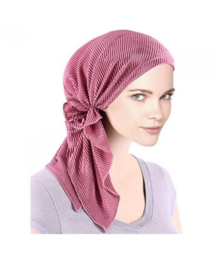 Bella Scarf Plisse Chemo Hat Turban Head Scarves Pre-Tied Headwear Bandana Tichel for Cancer
