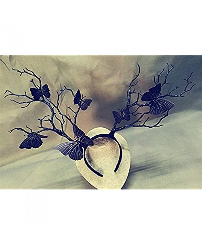 Handmade Tree Branches Butterfly Headband Halloween Cosplay Prop Vintage Hair Accessories Gothic (C)