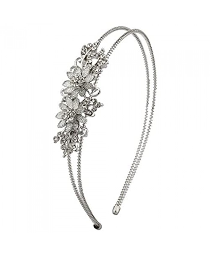 Lux Accessories Caviar Floral Flower Pave Crystal Stretch Bride Bridal Bridesmaid Wedding Headband.
