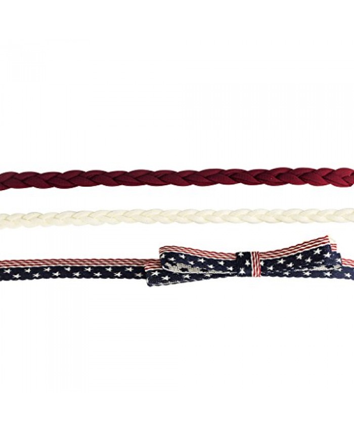 Lux Accessories Red White Blue American Patriotic 4th of July Trio Headband Set