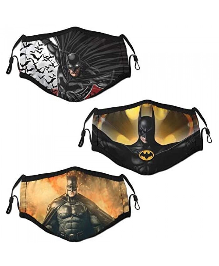 Mouth Cover for Adult Batman Face Mask with 6pcs Replaceable Filter Activated Carbon Guard