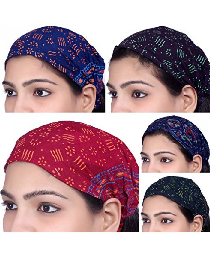 Sarjana Handicrafts Lot 10 Pieces Womens Mens Rayon Headband Printed Hairband Bandana Wrap Band (Multicolored)