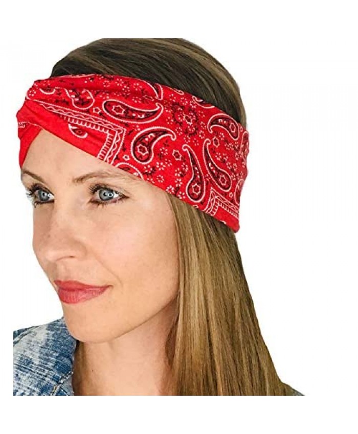 Sporty Shimmer Anna Shine Twist Headbands (Red Bandana)