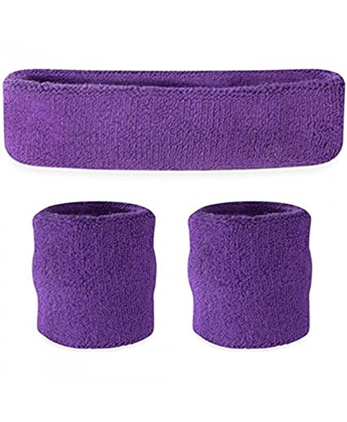 Sweatbands (Headband/Wristband Set) for Working Out 80's Costume Party