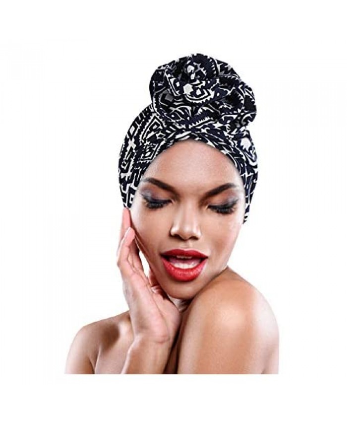 Women's Turban Cap Flower Knot Headwrap Bohemia Turbans African Pre-tie Head Wraps Bonnet