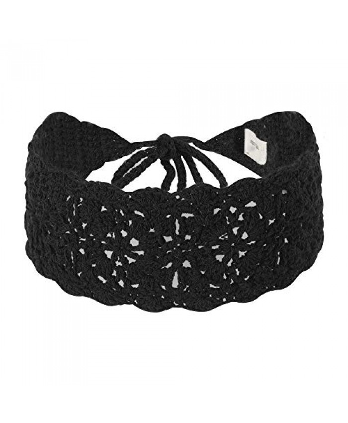 ZLYC Women Floral Headband Handmade Crochet Knit Vintage Hair Bands (Plain Black)