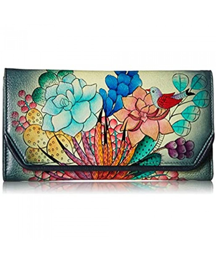 Anna by Anuschka Women's Leather Hand Painted Checkbook Wallet/Clutch