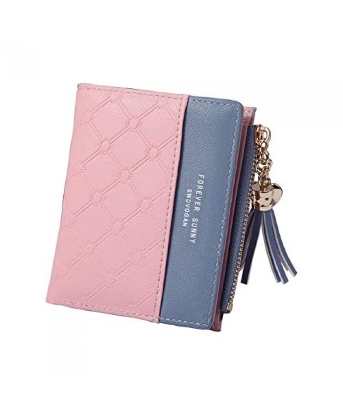 Belsmi Women's Small Wallet Zipper Pocket Bifold Wallets