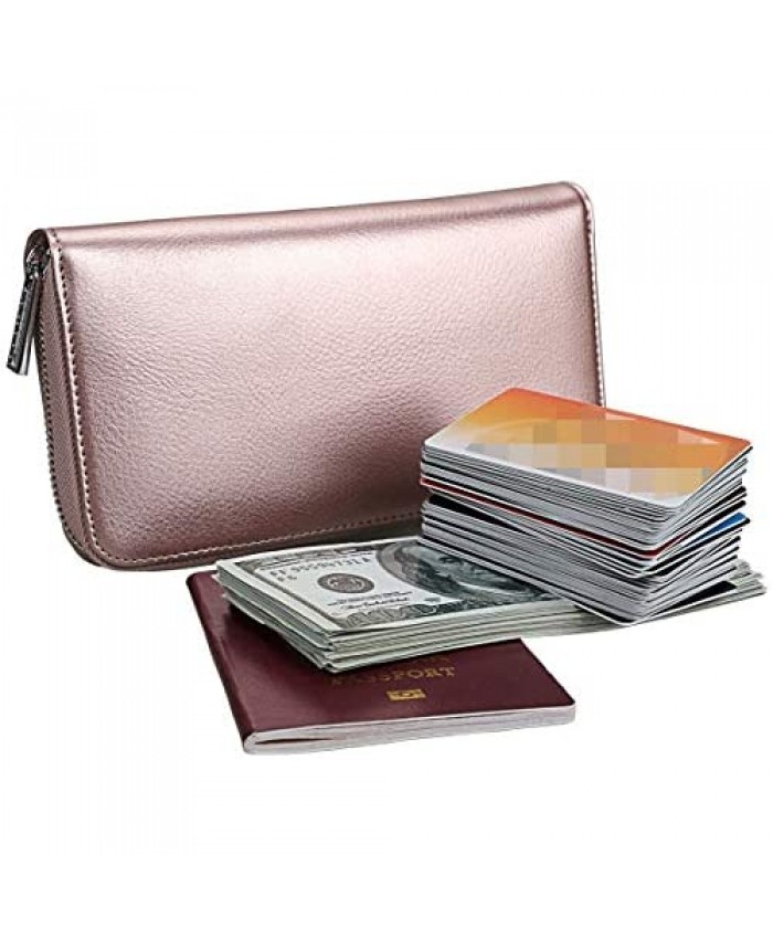 Easyoulife Womens Genuine Leather Credit Card Holder Wallet RFID Secure ...