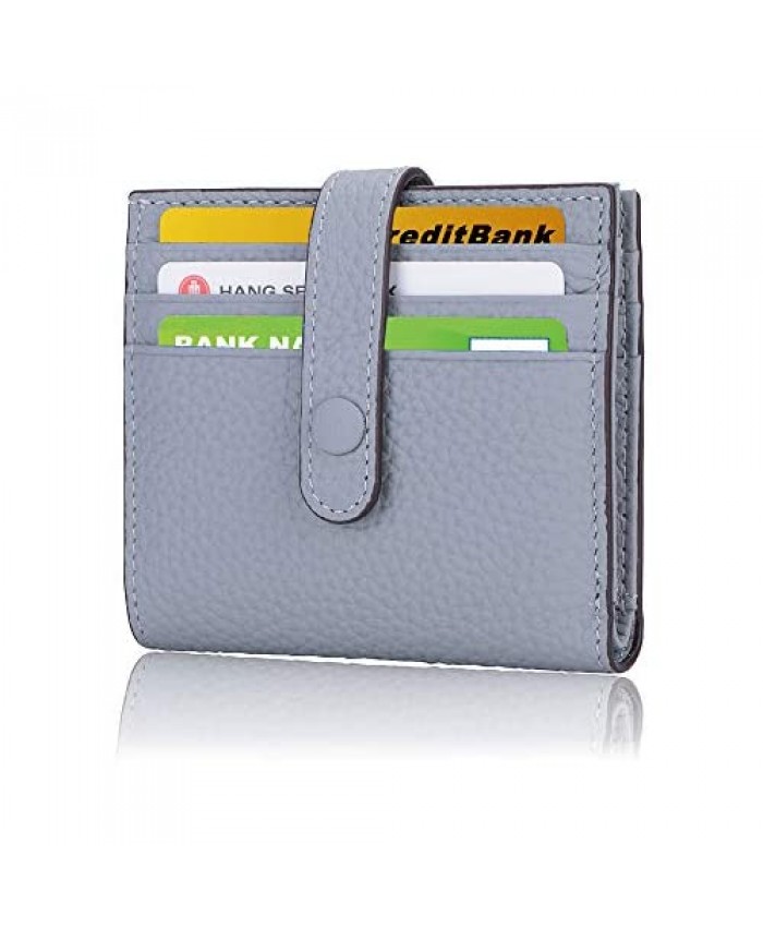 Leather Credit Card Wallet for Women RFID Blocking Slim Wallet Money Clip Card Cases Wallets with Snap Minimalist Front Pocket for Women Wristlet Clutch Wallet