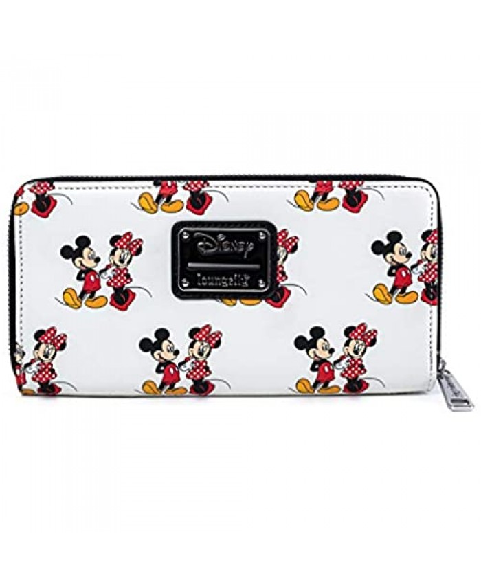 Loungefly Disney Mickey and Minnie Mouse All Over Print Zip Wallet
