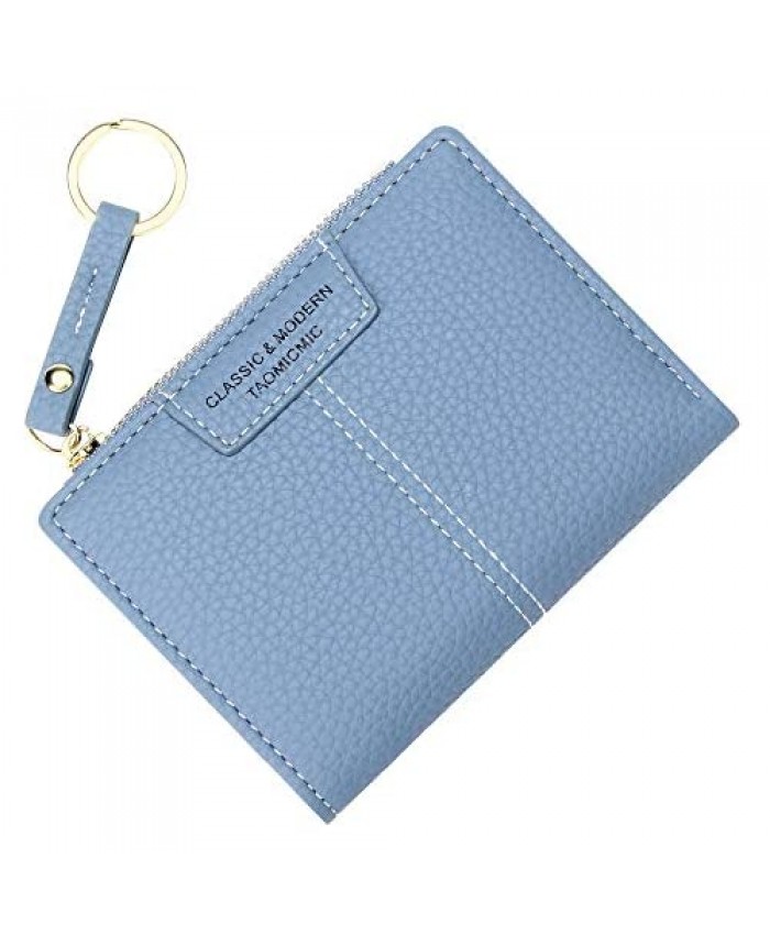 Small Compact Bifold Wallets for Women Girls Credit Card Holder Zipper Coin Purse