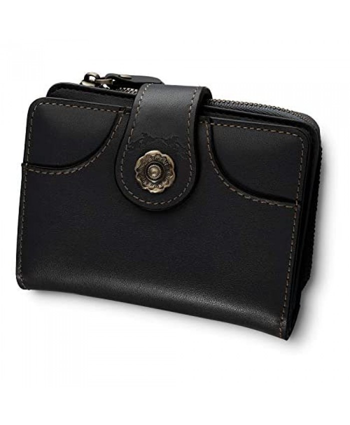 Women Premium Genuine Leather Wallet Credit Card Clutch Wallets RFID Blocking Zipper Pocket Purse with ID Window