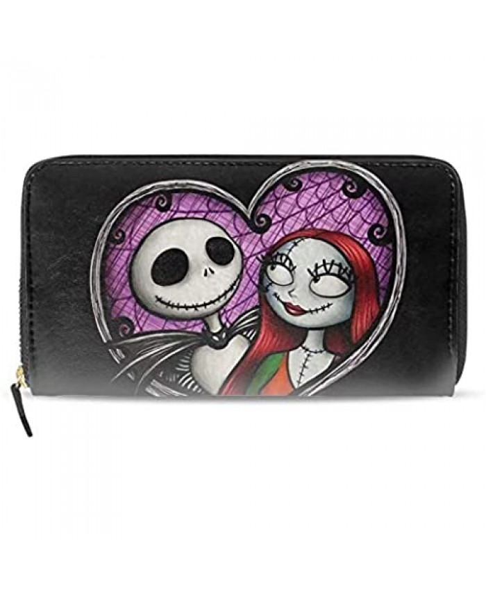 Women's The Nightmare Before Christmas Leather Zip Around Wallet Clutch Large Travel Purse