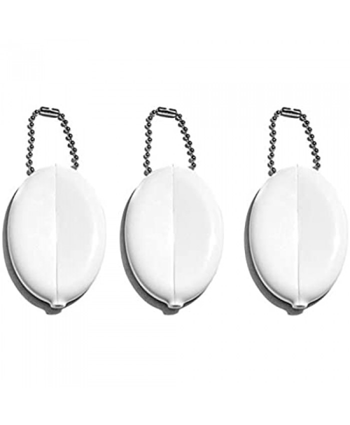 3 Oval Squeeze Coin Purses - Made in the USA in Popular Colors (White)