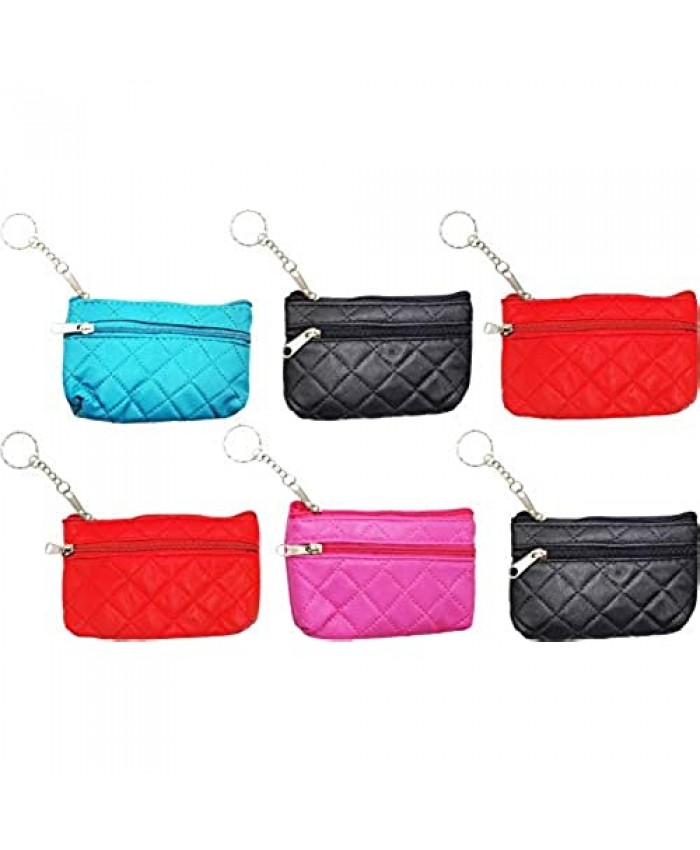 6 Pack Coin Purse Small Zippered Keychain Wallet Cash Holder Change Pouch for Women Girls