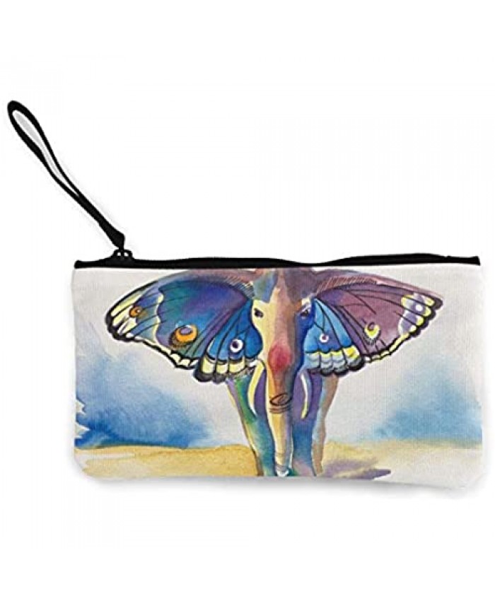 Canvas Coin Purse Abstract Painting Of Elephant Wallet Bag Fashion Change Pouch Mini Zipper Card Coin Bag Pencil Packet