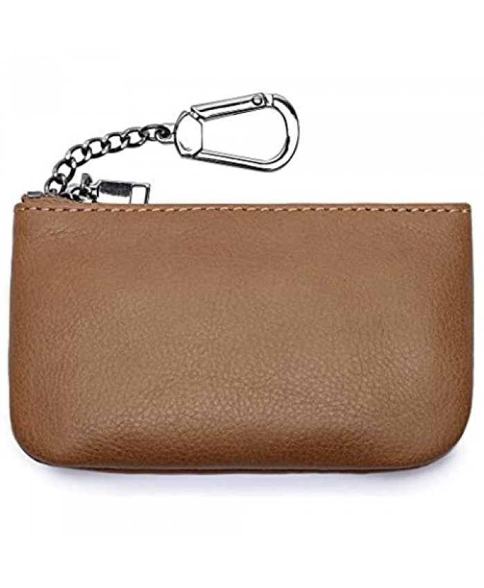 Coin Purse Pouches Wallet With Keychain Design Genuine Leather for Women Brown Fashion