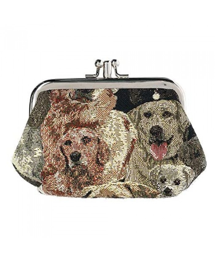 CTM Women's Dog Print Tapestry Coin Purse Wallet