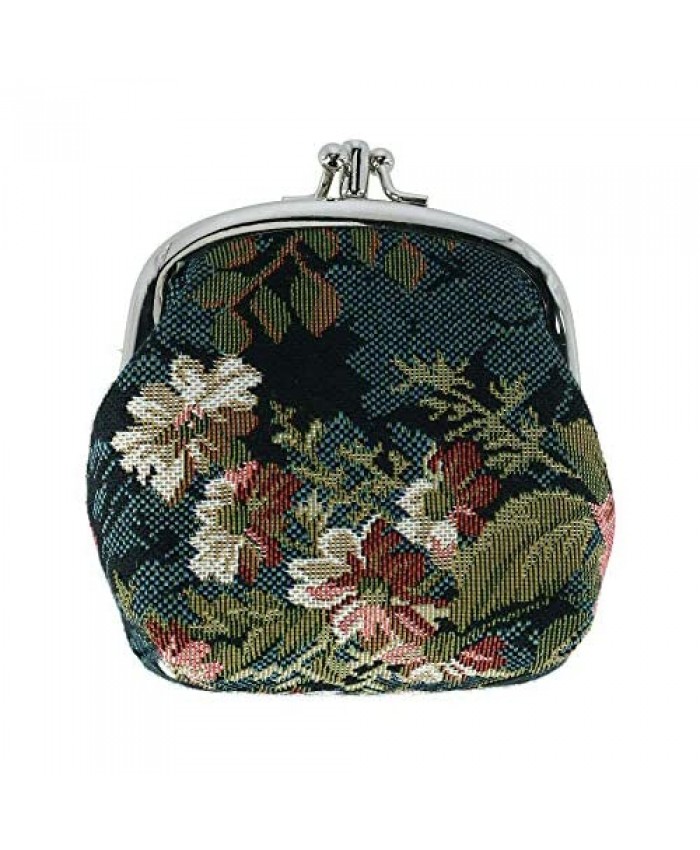 CTM Women's Floral Print Tapestry Coin Purse Wallet