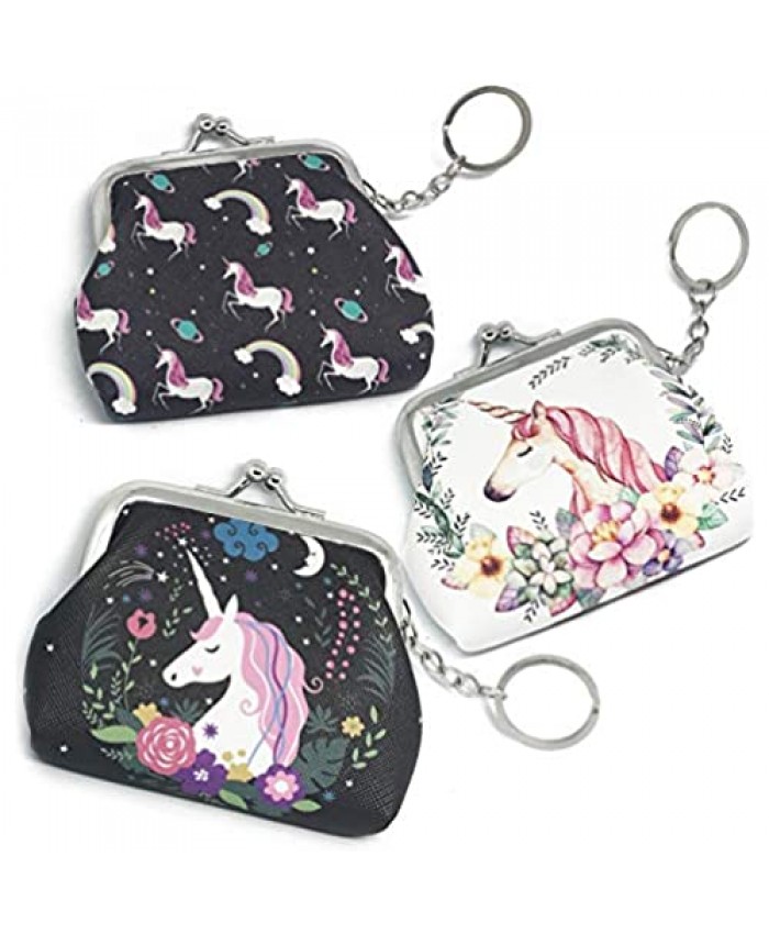 Day and Night Unicorn Pegasus Rainbow Coin Purse (Set of 3) Kiss-lock Clasp Wallet Unicorn Gifts for Girls