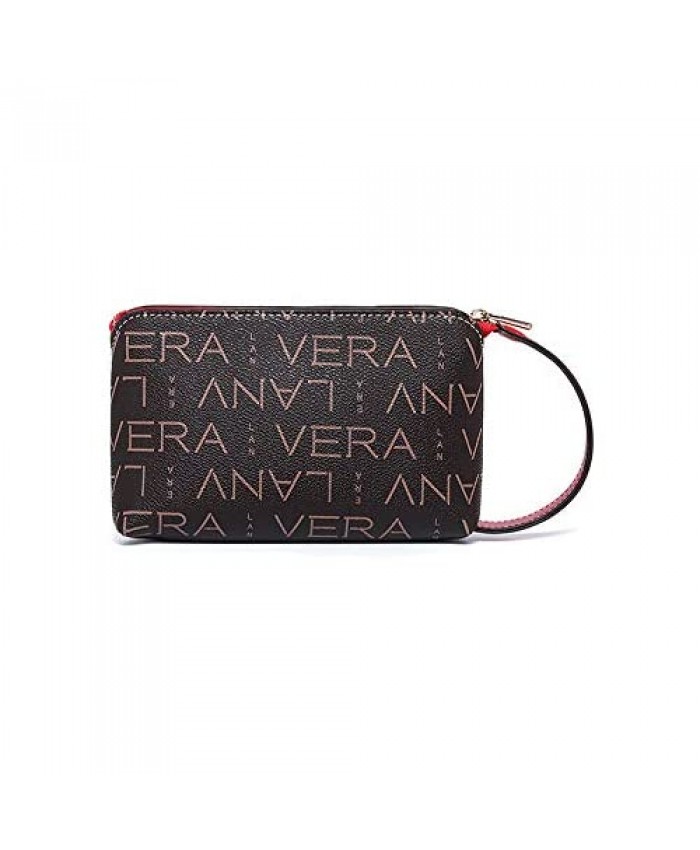 dong+ Women's small wallet purse leather zip coin pocket women's purse handbag clutch (dark brown) 1711