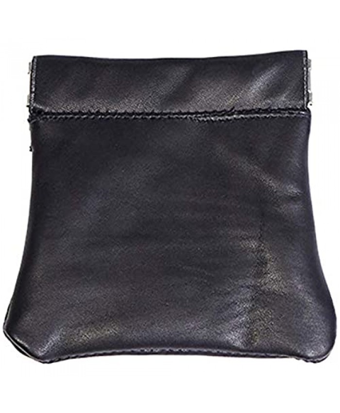 Genuine Leather Squeeze Coin Purse Pouch Change Holder For Men & Woman Size 3.6 X 3.6 inch