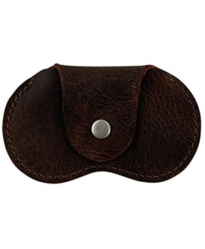 Hide & Drink Penny Pouch Handmade from Full Grain Leather - Small Slim Compact Minimalist Convenient Pocket for Change Coins Pennies - Coin Purse with Button Snap Closure - Bourbon Brown
