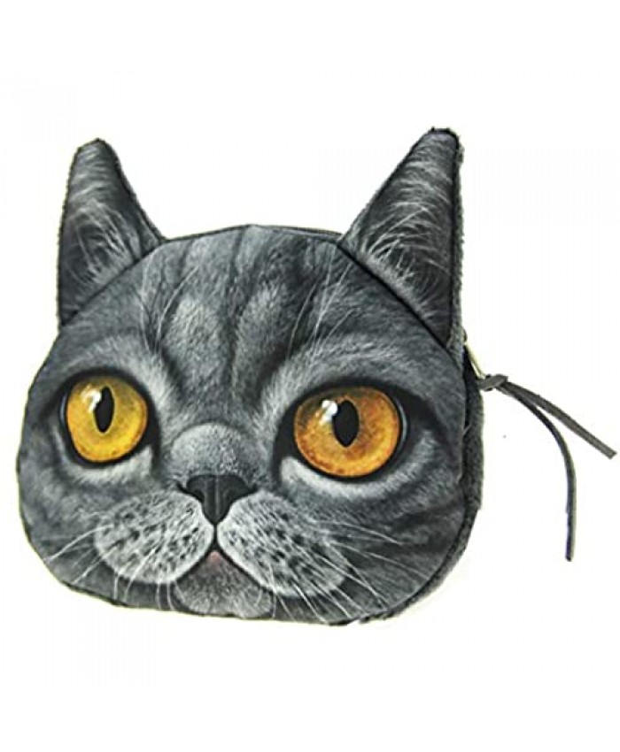 Hoxis Adorable 3D Cat and Dog Face Plush Coin Purse
