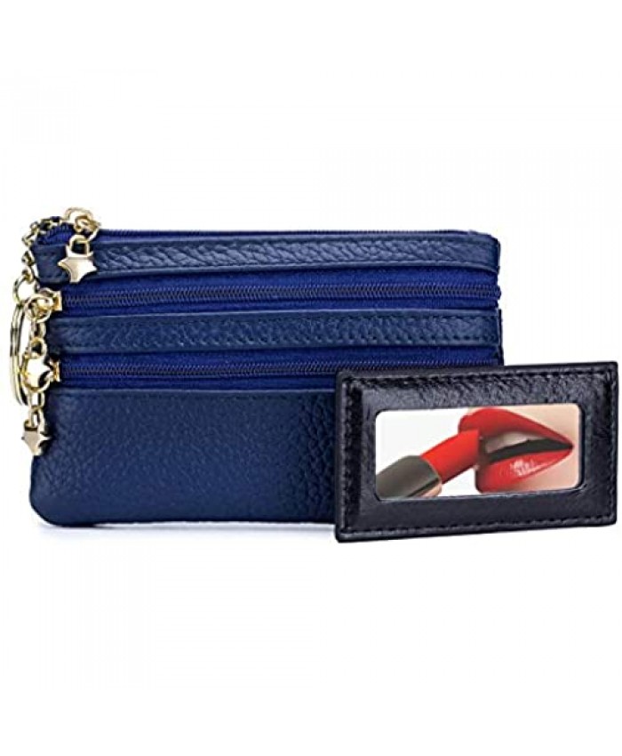 imeetu Women Coin Purse Mini Pouch Change Wallet Card Holder with Key Ring(Blue)