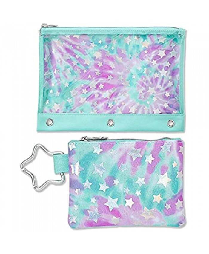 Justice Pencil Case and Coin Purse Foil Star Tie Dye