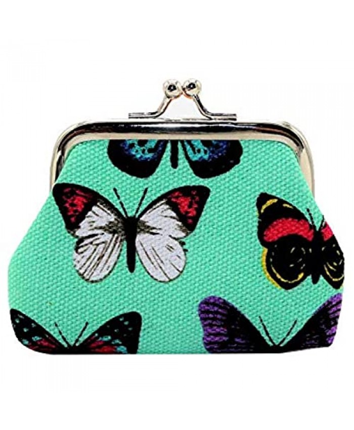 Lovely Butterfly Pattern Coin Purse- Mini Butterflies Design Clasp Pouch Wallet Key Bags Money Bag Perfect Present for Girls Purses Women Wallets Buckle Party Favors