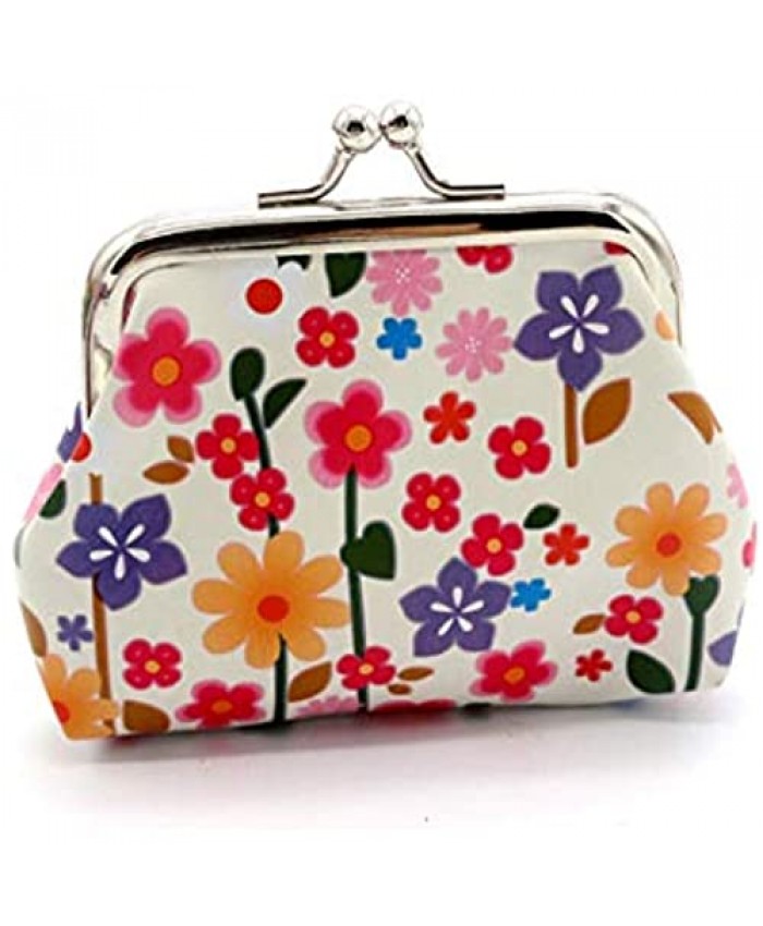 Lovely Flowers Pattern Coin Purse- Mini Flower Design Clasp Pouch Wallet Key Bags Money Bag Perfect Gifts for Girls Purses Women Wallets Buckle Party Favors