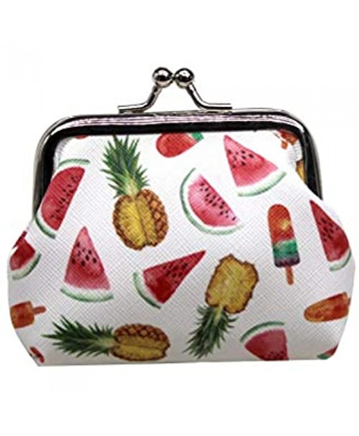 Lovely Watermelon Pineapple Ice Cream Coin Purse- Mini Colorful Clasp Pouch Wallet Key Bags Money Bag Perfect Gifts for Girls Kids Purses Women Wallets Buckle Party Favors
