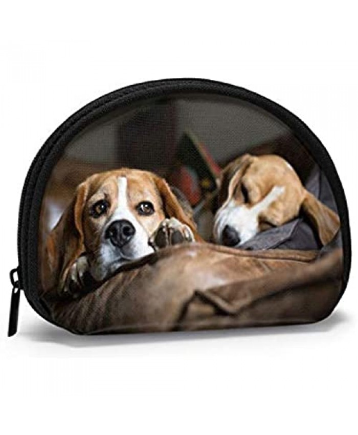 Mocke Beagle Coin Purse Bag Canvas with Zipper Travelling Bag Small Storage Bag Card Key Case for Women Girls