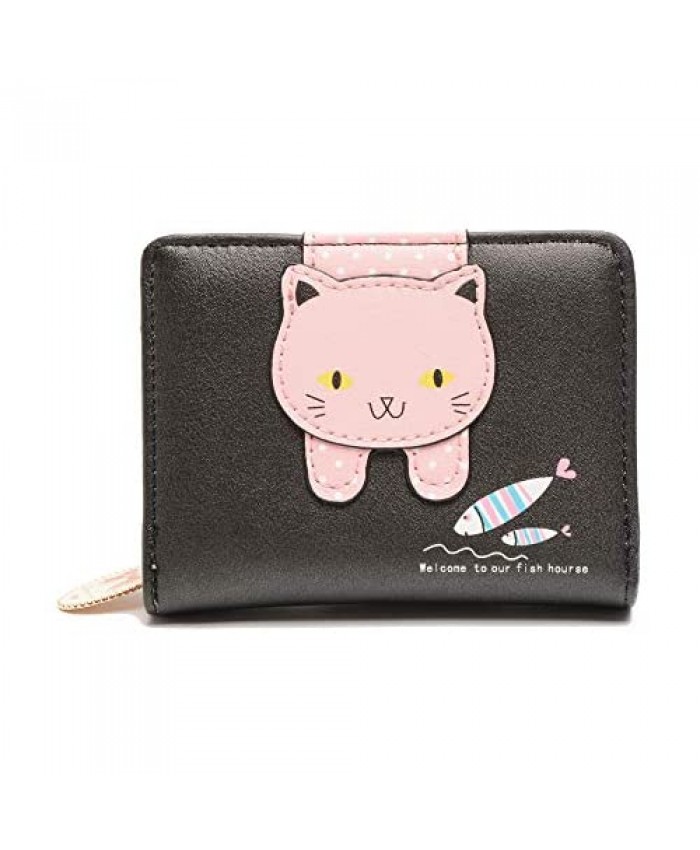 Nawoshow Women's Wallet Cute Kitty Card Holder Small Organizer Coin Purse