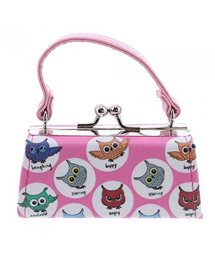 Owl Lipstick Case with Handle Kids Coin Mini Purse - Pink