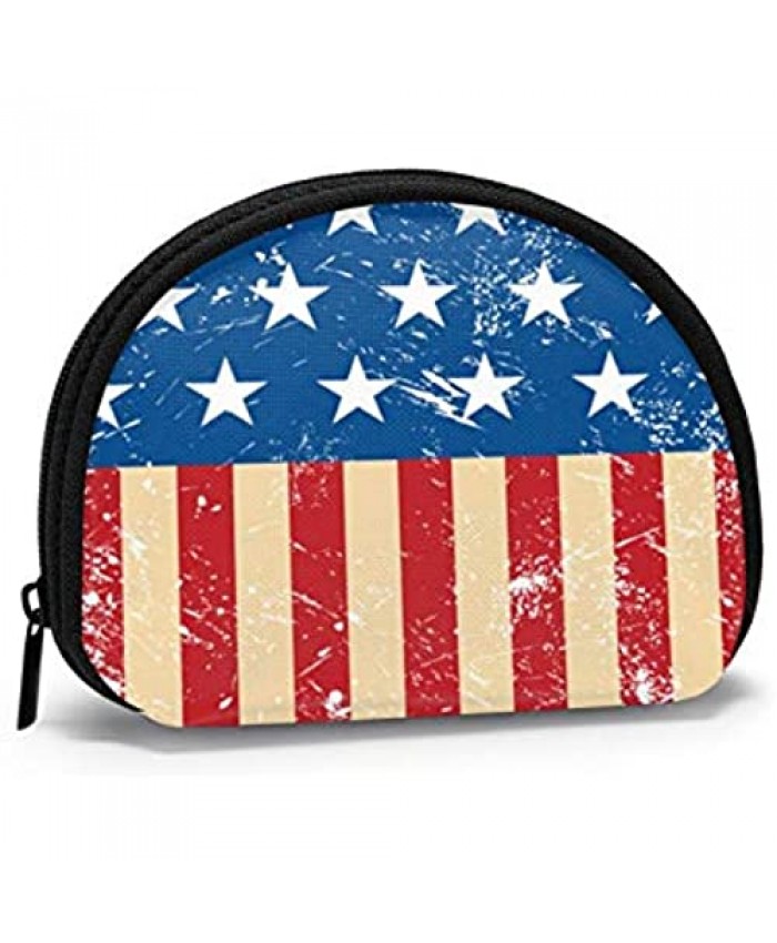 SANKA D USA Retro Flag Coin Purse Bag Canvas with Zipper Travelling Bag Small Storage Bag Card Key Case for Women Girls