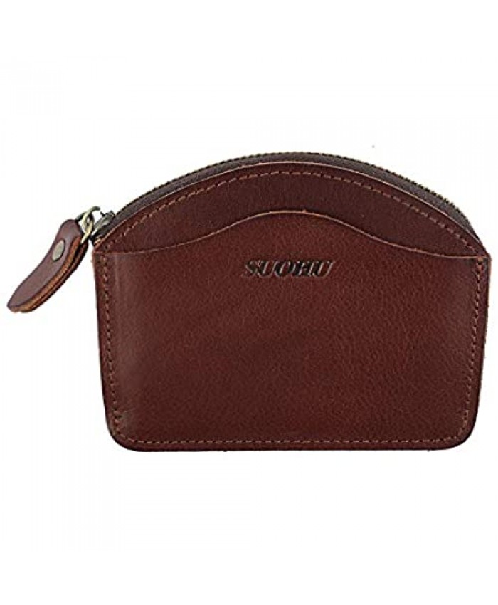 SUOHU Mini Card Coin Purse Men's Retro Small Wallet Ladies Leather Zipper Coin Purse with different color