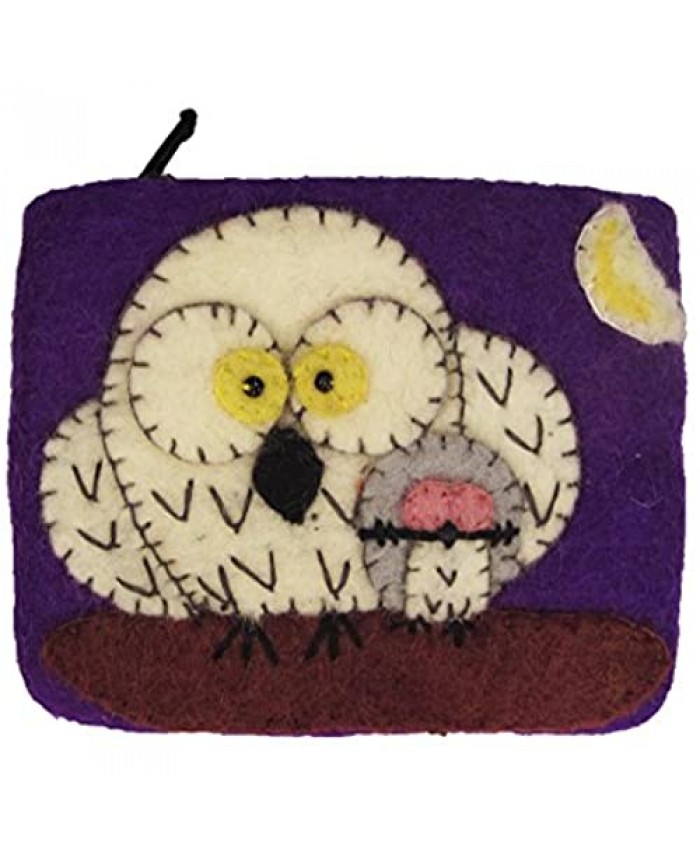 Wild Woolies Women's Fair Trade Felt Coin Purse - Night Owls