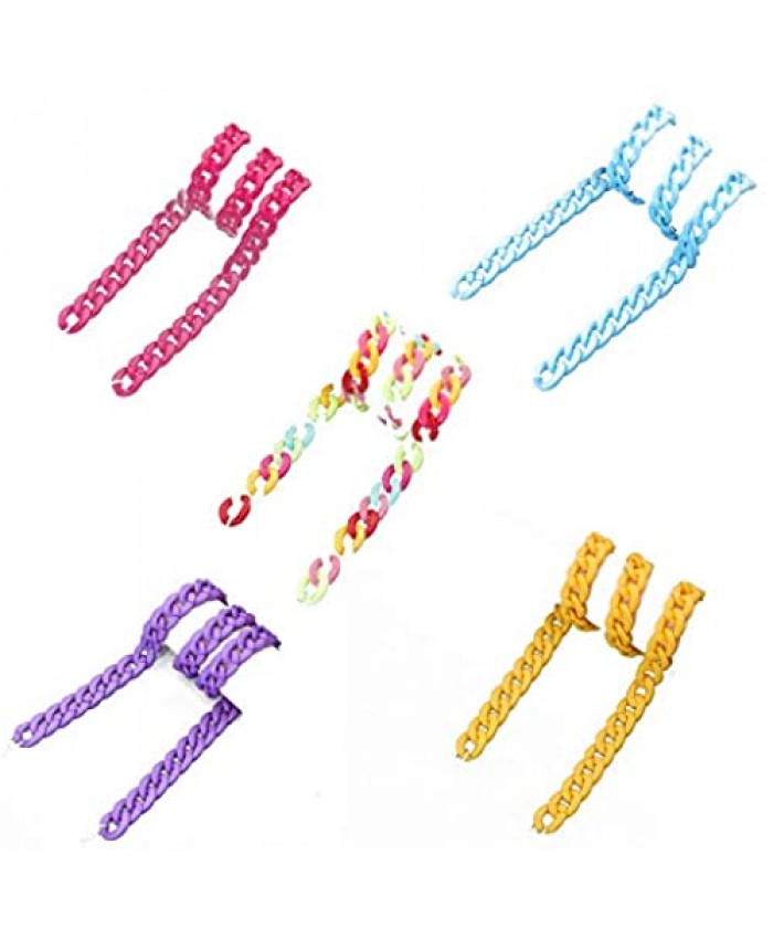 3-5Pcs Trendy Chunky Flat Candy Color Acrylic Twist Link Eyeglass Chain Mask Lanyard Paperclip Rectangle Oval Curb Collar Necklaces Face Hold Straps with Clips for Women Girls Kids Jewelry