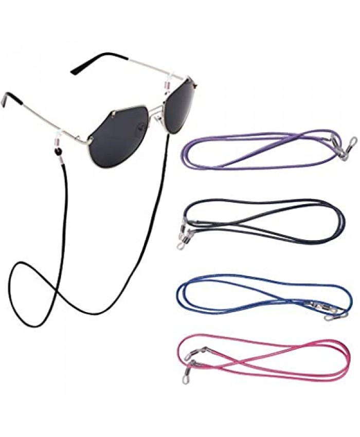4 PCS PU Leather Eyeglasses String Holder Straps Eyewear Glasses Retainer Cord Lanyards Necklace Chains