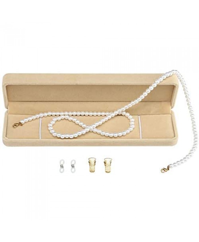 Birthday Gifts for Women Pearl Eyeglass Chain Necklace Holder with Mask Clips
