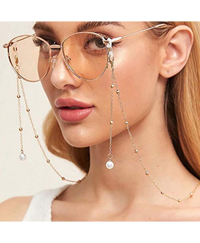 Evild Sunglasses Chains Gold Pearls Mask Strap Chain Anti-Lost Eyeglass Lanyard Chain Mask Necklace Strap for Women and Girls