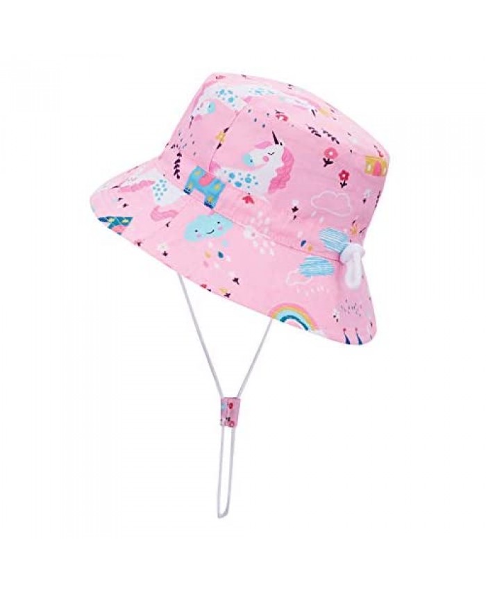 ASUGOS Bucket Hat for Toddler Girls Boys Wide Brim Summer Sun Hat Cotton Funny Printing for Kids