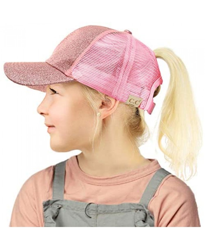 C.C Kids 2-5 Ponytail Messy Buns Ponycaps Baseball Visor Cap Hat