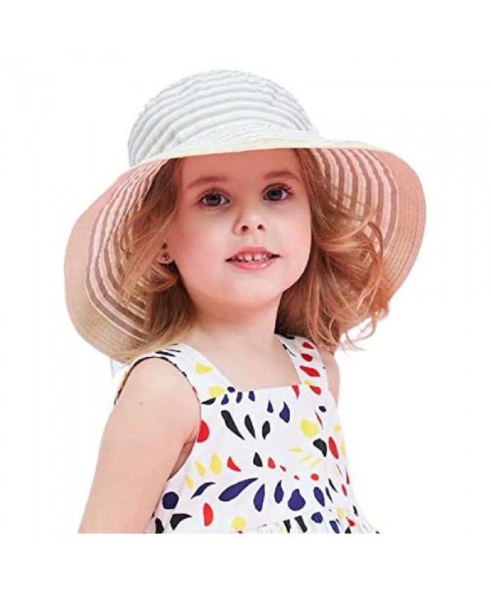 Connectyle Kids Large Brim Sun Protection Hat Foldable Beach Sun Hats for Girls
